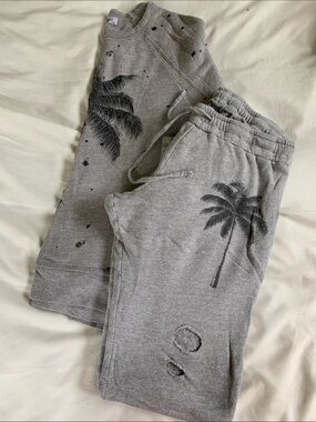 Lauren Moshi Distressed Palm Tree Grey Lounge Set